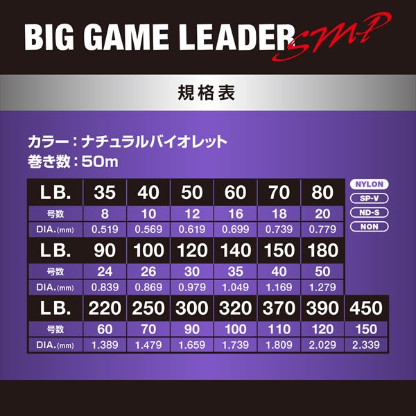 Varivas Big Game Leader SMP Nylon 50m-50lb