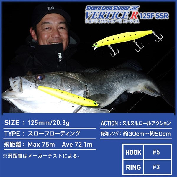 Daiwa SeaBass Lure Shoreline Shiner-Z Vertice R 125F-SSR Adelble Pin Marble