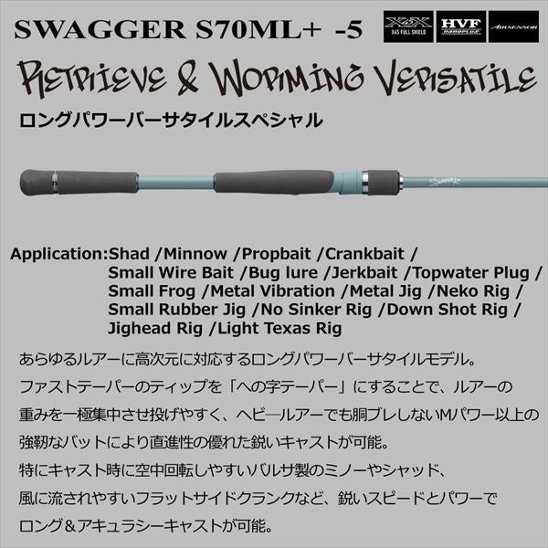 Daiwa Bass Rod Swagger S70ML+ -5 (Spinning 5 piece)