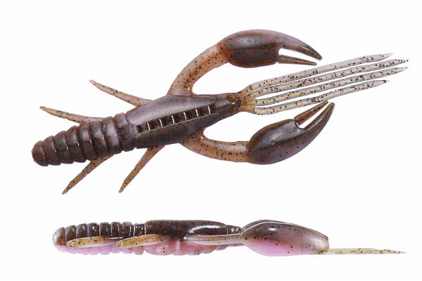 O.S.P Worm DoLive Craw 4inch TW155 Green Pumpkin/Pink & Red Flake